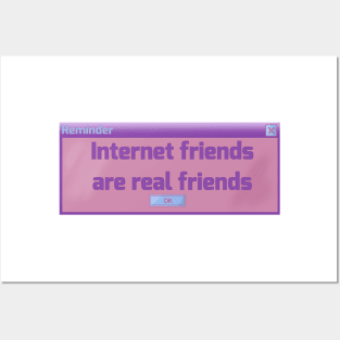 Internet friends are real (Y2K pastel computer popup) Posters and Art